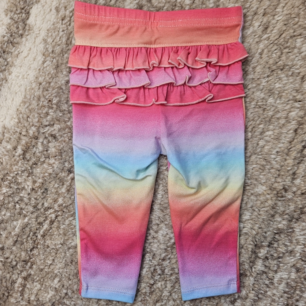 Garanimals Baby Girls Pants 6 to 9 Months Rainbow Pastel Ruffle Back Striped